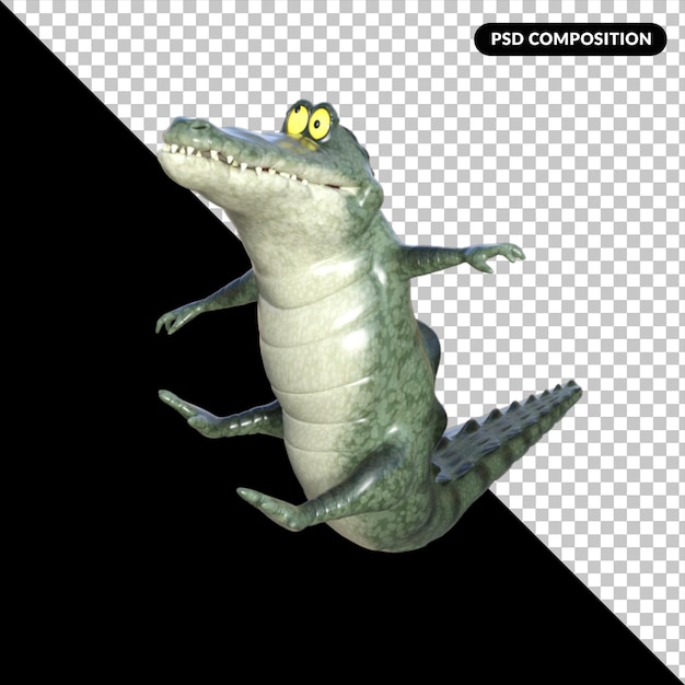 PSD krokodil cartoon geïsoleerde 3d-rendering