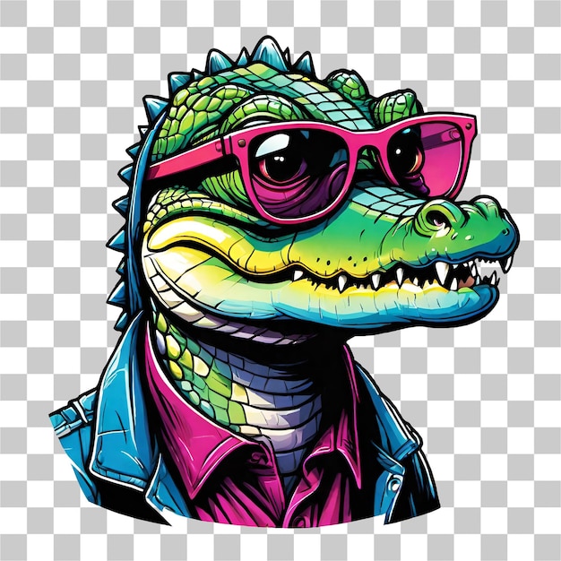 Krokodil in zonnebril ontwerp geïsoleerd op transparante achtergrond