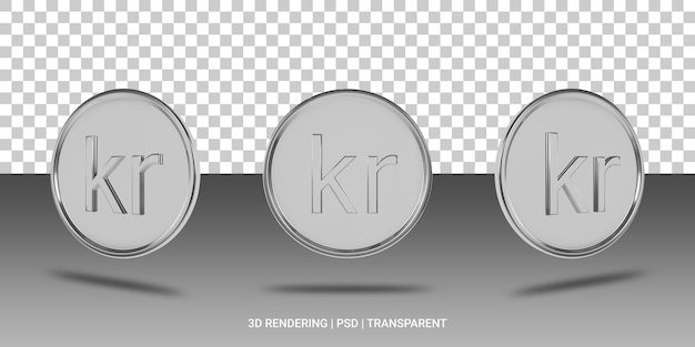 Krona silver coin 3d icon