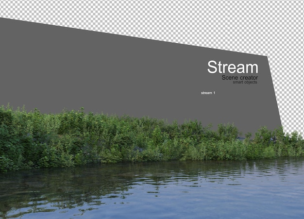 kronkelende stroom die door het gras stroomt verscheidenheid aan soorten