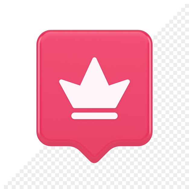 Kroon knop koninklijke middeleeuwse koning koningin hoofdtooi web app 3d-realistische tekstballon pictogram
