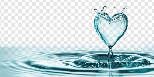 PSD kropla wody w kształcie serca z falami na przejrzystym tle psd