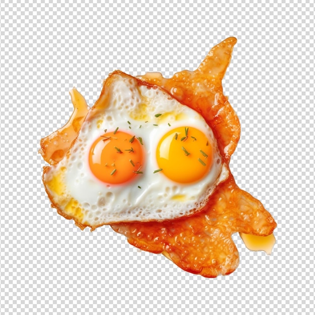 PSD kruisende gebakken eieren scherpte in het hele beeld op een doorzichtige achtergrond