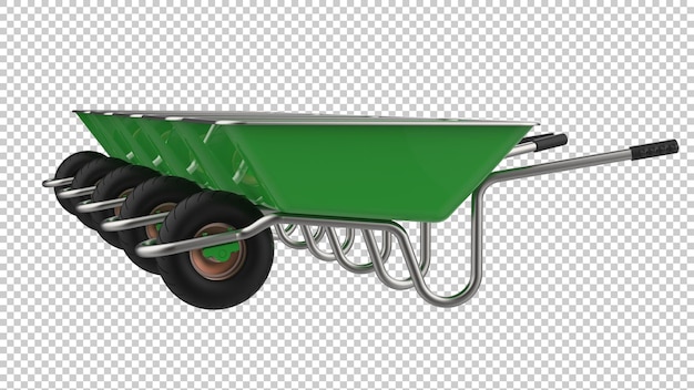 PSD kruiwagen op transparante achtergrond 3d-rendering illustratie