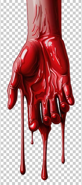 Krwawa Ręka Ociekająca Krwią Izolowana Na Przezroczystym Tle