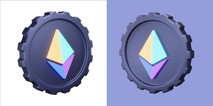 PSD kryptowaluta ethereum 3d logo jako przejrzysta ikona pełnej jakości