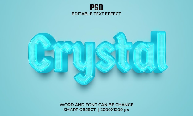 Krystall 3D redigerbar teksteffekt Premium Psd med bakgrunn