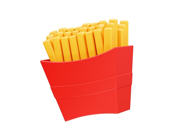 Kryształe frytki w czerwonym pudełku ikona ilustracja renderingu 3d