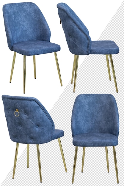 PSD krzesło do domu lub kawiarni element wnętrza izolowany od tła pod różnymi kątami