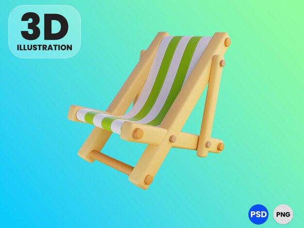 PSD krzesło plażowe ilustracja 3d