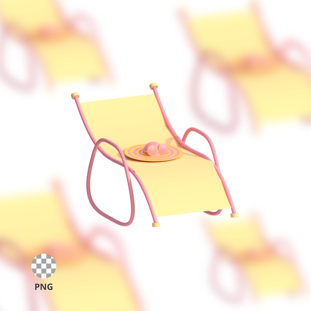 PSD krzesło plażowe z ikoną kapelusza plażowego 3d