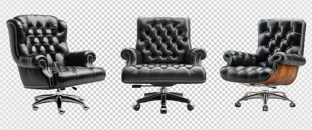 Krzesło Szefa Odizolowane Na Przezroczystym Tle Czarne Skórzane Krzesło Generatywne Png Ai