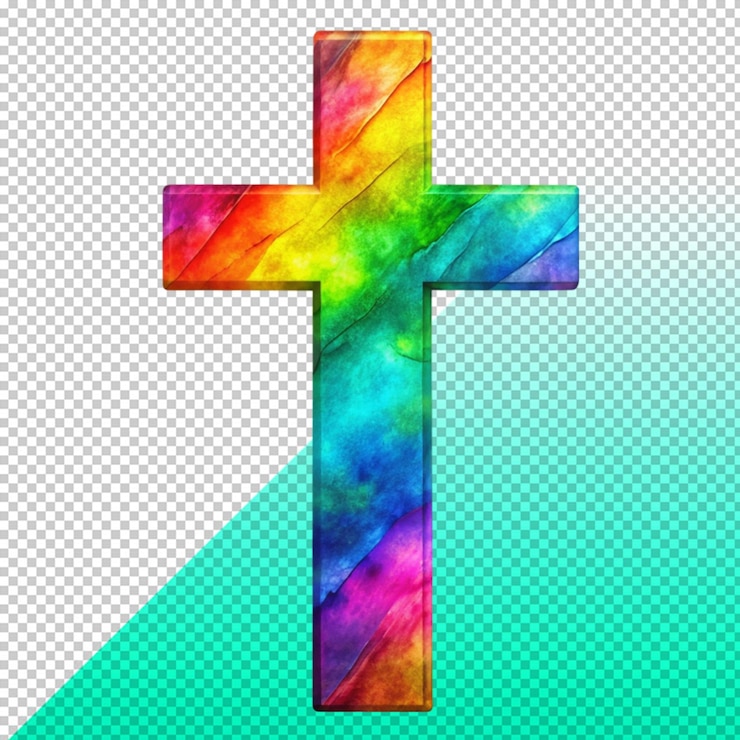 PSD krzyż, chrześcijański symbol religijny izolowany na przezroczystym tle