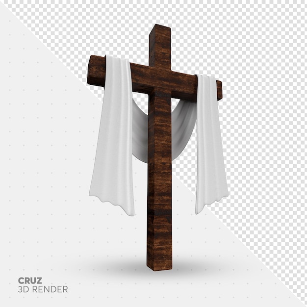 PSD krzyż z białą szmatą z napisem cruz 3d render