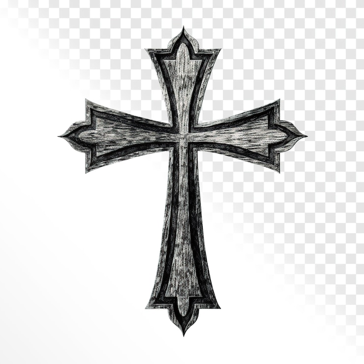 PSD krzyż z materiału templarskiego na przezroczystym tle