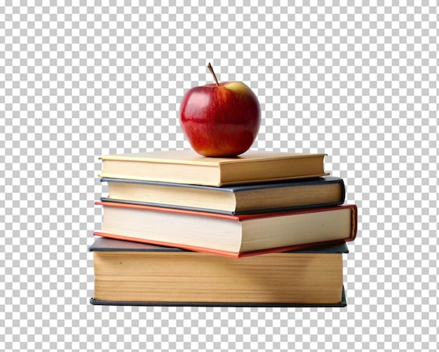 PSD książka z jabłkiem z koncepcją powrotu do szkoły na przezroczystym tle