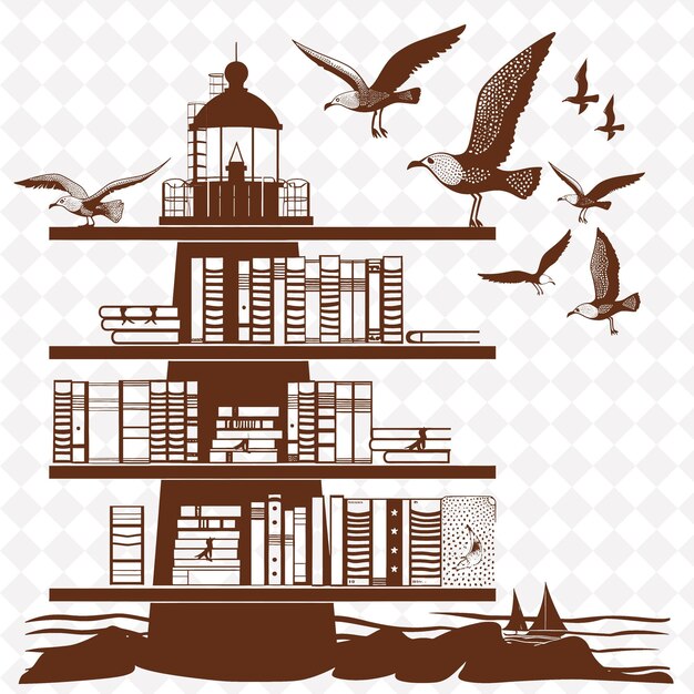 PSD książkowy dom z ptakami latającymi wokół niego