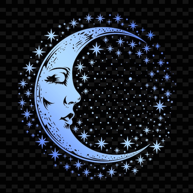 PSD księżyc z gwiazdami i dziewczyna na księżycu