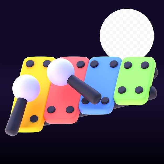Ksylofon w 3D renderowanej grafice