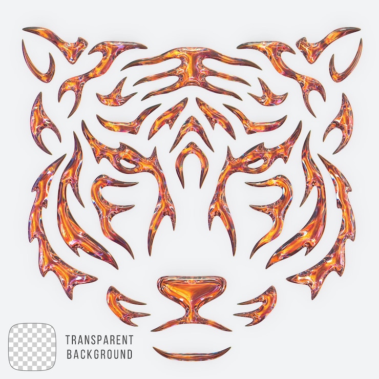 PSD kształt głowy tygrysa w dispersion glass 3d