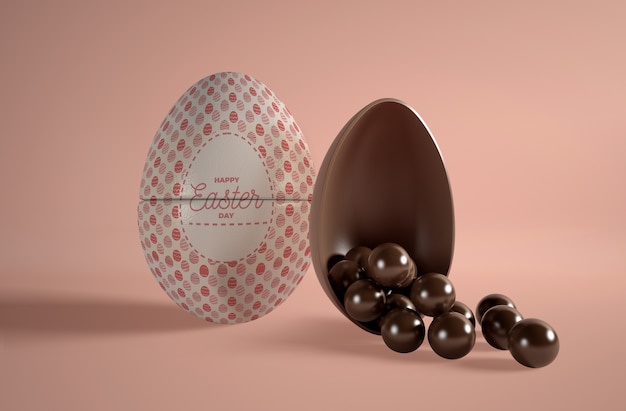 PSD kształt jajka czekoladowego z małymi jajkami czekoladowymi
