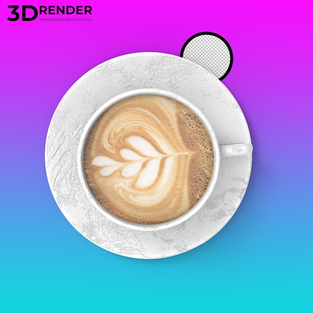 Kubek kawy renderowania 3d na białym tle