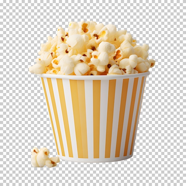 PSD kubek popcornu odizolowany na przezroczystym tle