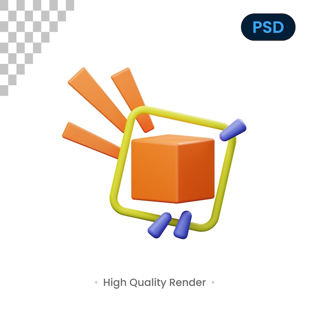 Kubus 3d render illustratie premium psd