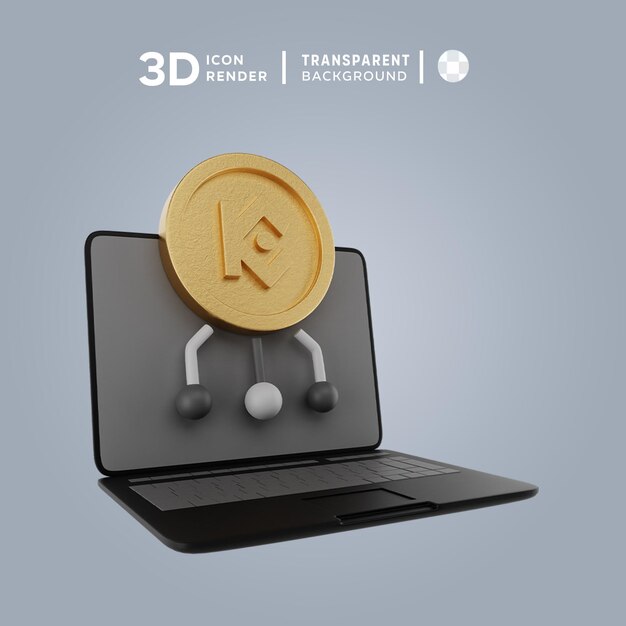 PSD kucoin laptop line 3d illustration rendering 3d icon colored isolated