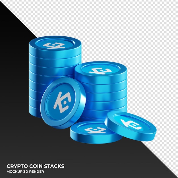 PSD kucoin token la moneta kcs impila l'illustrazione del rendering 3d della criptovaluta