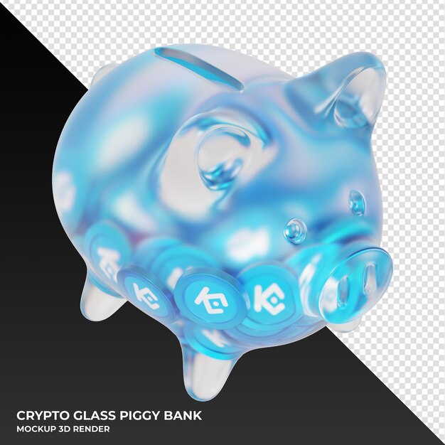 Kucoin トークン kcs ガラス貯金箱暗号コイン 3 d イラスト