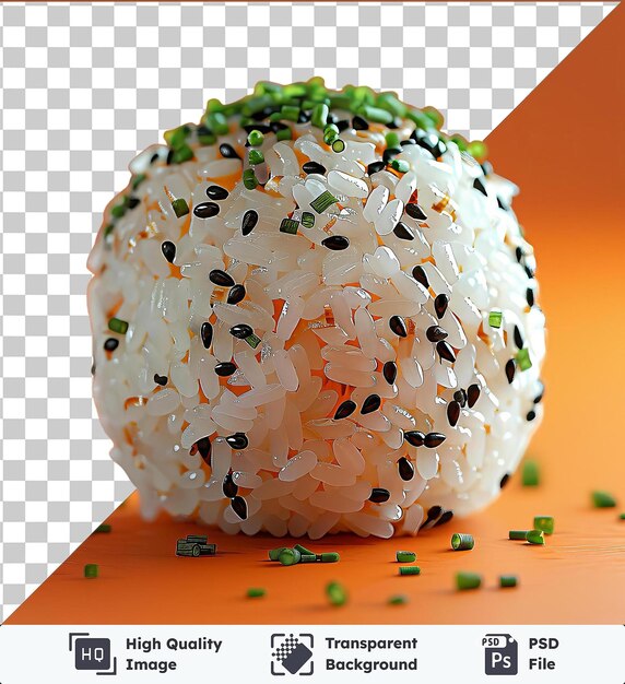 PSD kulka ryżowa onigiri na pomarańczowym tle