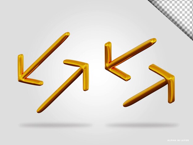 Kultainen nuoli, 3d-renderöity kuvitus, eristetty
