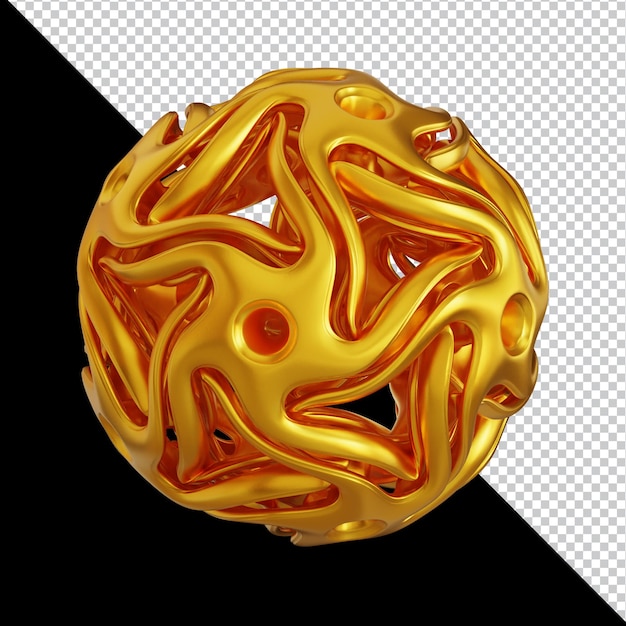 Kultaiset geometriset muodot abstrakteissa 3d-renderöidyissä sommitelmissa