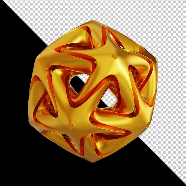 Kultaiset geometriset muodot abstrakteissa 3d-renderöidyissä sommitelmissa