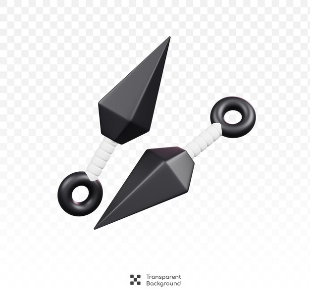 PSD kunai japanese ninja weapon isolated symbols icons and culture of japan 3d render