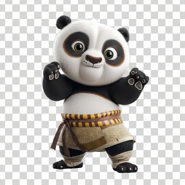 A kung fu panda with transparent background