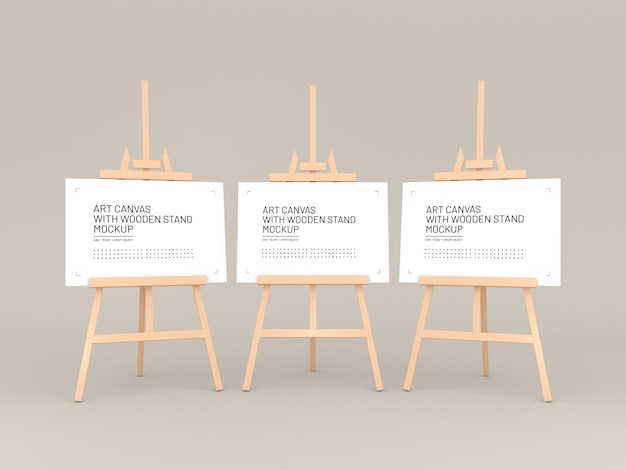 PSD kunst canvas op houten ezels mockup