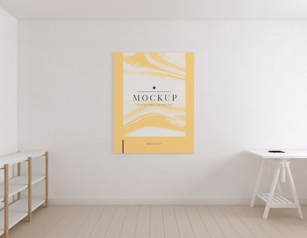 Kunstenaarskamer met minimaal frame-mockup