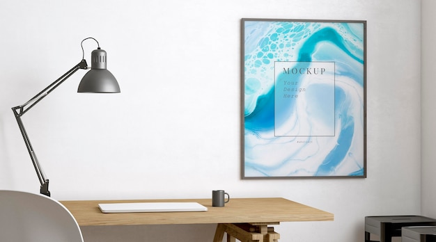 Kunstenaarskamer versierd met abstract frame mockup