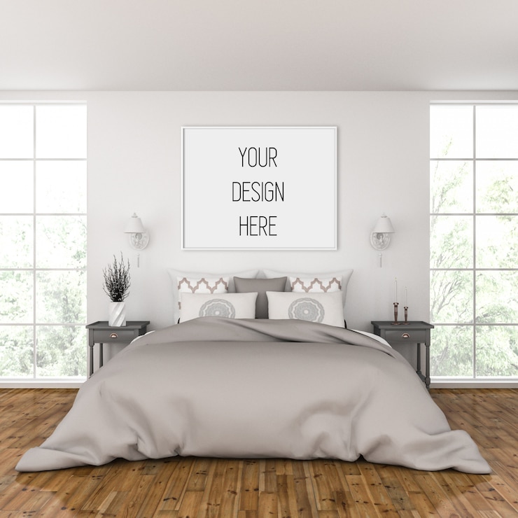 PSD kunstwerkmodel, slaapkamer met horizontaal frame