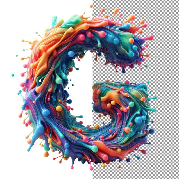 PSD kunstzinnige splashes van het alfabet kleurrijke splash letter clipart voor verschillende ontwerpen