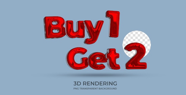 Kup 1 zdobądź 2 styl tekstu renderowania 3d przezroczyste tło