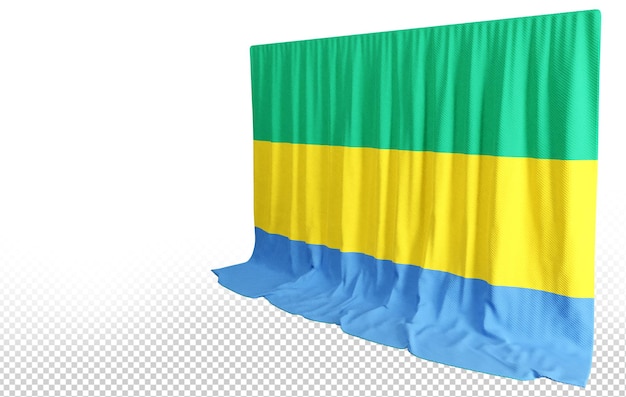 Kurtyna z flagą Gabonu w 3D renderująca naturalne piękno Gabonu
