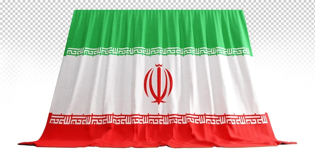 PSD kurtyna z flagą iranu w renderowaniu 3d odzwierciedlającym bogate dziedzictwo iranu