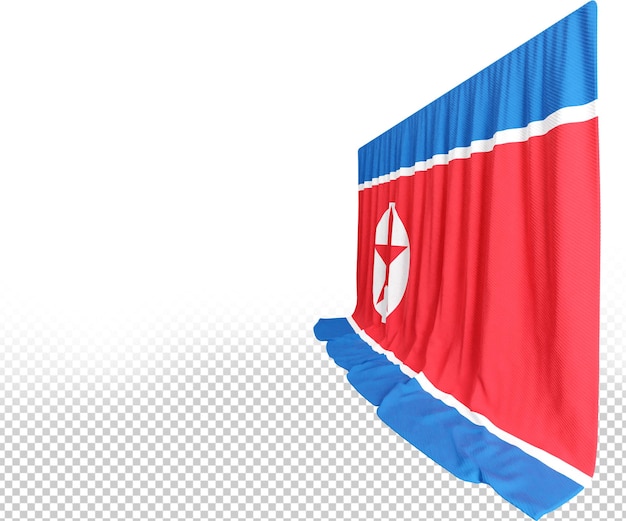 Kurtyna Z Flagą Korei Północnej W Renderowaniu 3d O Nazwie Flaga Korei Północnej