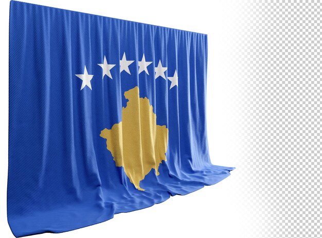 PSD kurtyna z flagą kosowa w renderowaniu 3d różnorodności kulturowej kosowa