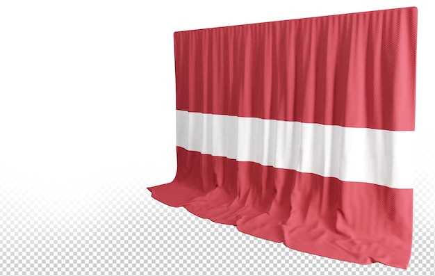 PSD kurtyna z flagą łotewskiej w renderowaniu 3d uwzględniającym bogactwo kulturowe łotwy