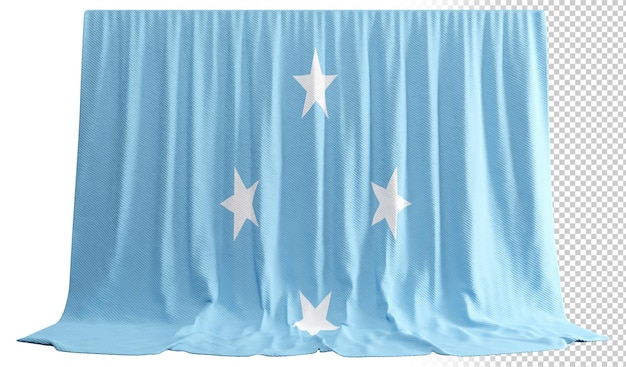 Kurtyna z flagą Mikronezji w renderowaniu 3D obejmująca jedność Mikronezji