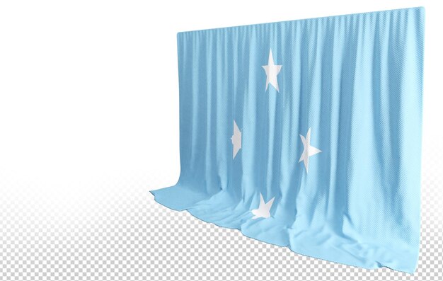 Kurtyna z flagą Mikronezji w renderowaniu 3D obejmująca jedność Mikronezji